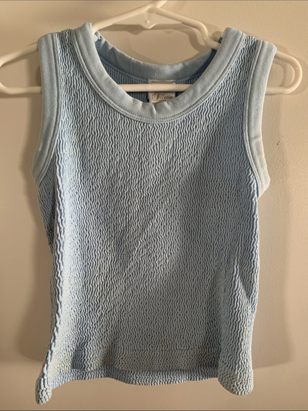 Tween Suzette Baby Blue Textured Ribbed Tank